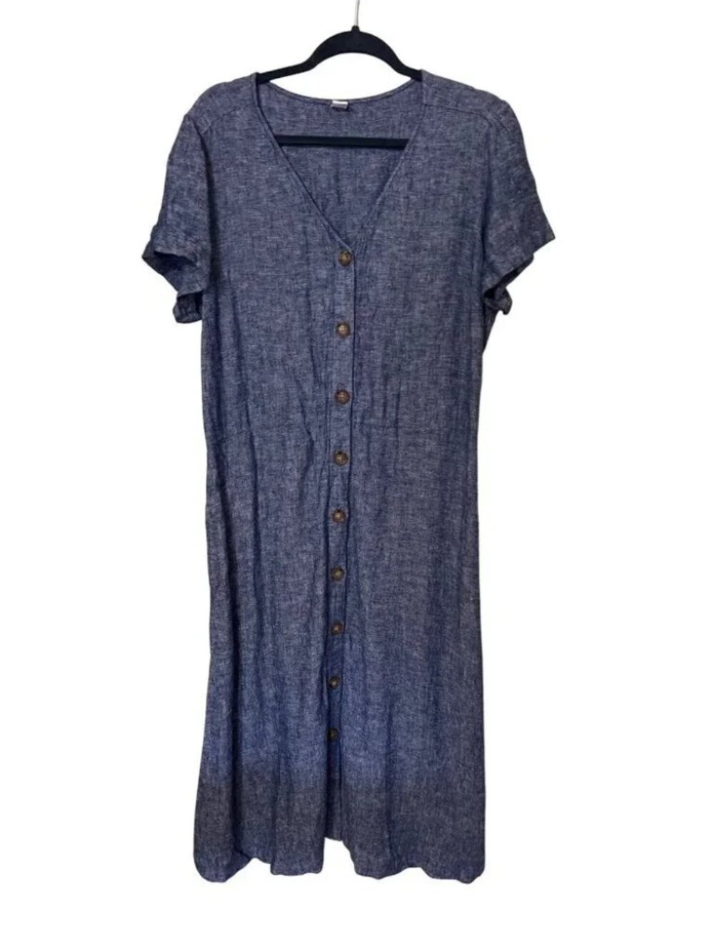 NWT Old Navy Linen Blend Button-Front Denim Dress XL Vacation Resort Beachy